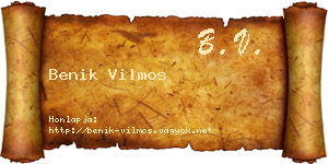 Benik Vilmos névjegykártya